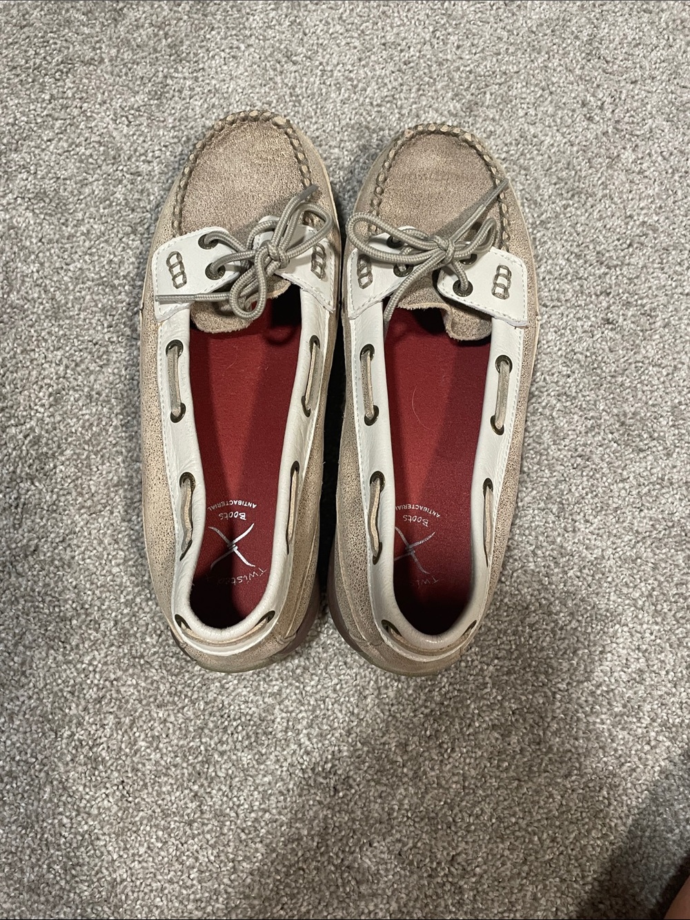 Twisted X Women's Moccasins in Beige with Cream Trim